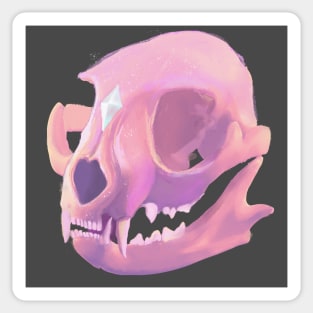 Pink Cat Skull With Crystal Sticker